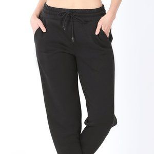 Women's Jogger Sweatpants Black Elastic Waistband